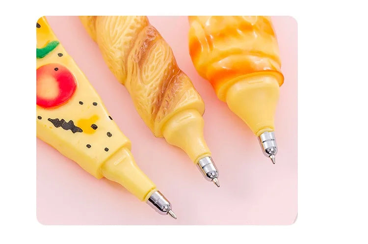 1pcs Novelty Magnetic 0.5mm Black Color Ink Gel Pen Bread Pizza Croissant Baguette Ballpoint Pen for Writing Office School