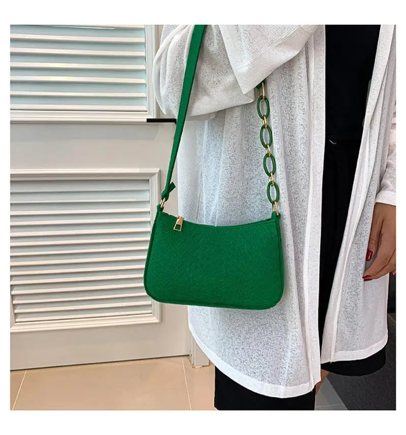 Fashion Felt Shoulder Bags For Women Women'S Subaxillary Bag Design Advanced Texture Armpit Handbags Purses Crescent Saddle Bag