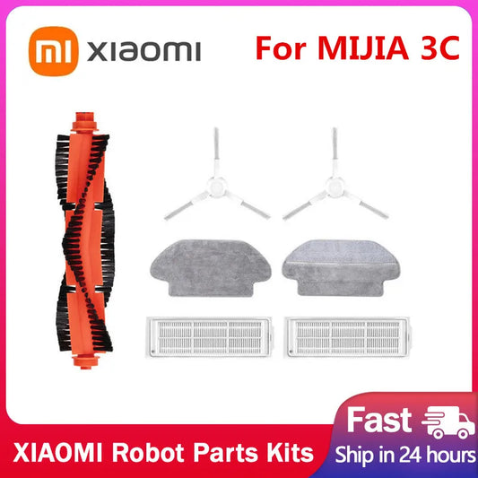 Original XIAOMI MIJIA 3C Robot Vacuum Mop B106CN Accessories Main Brush Side Brush Hepa Filter Mop Cloths Rag Replacement Parts