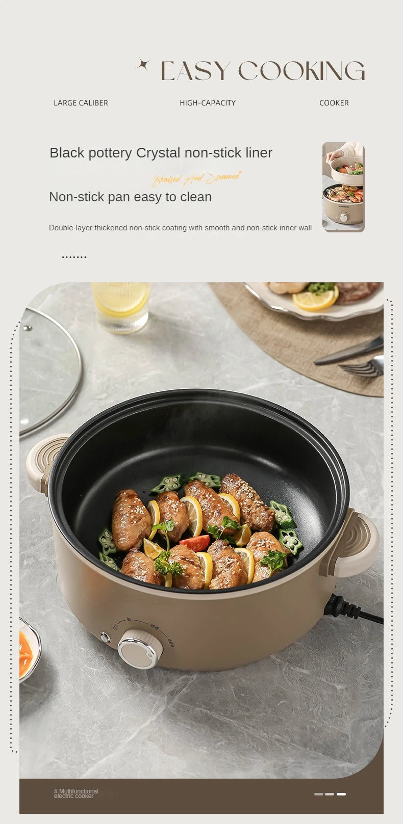 3L/4.6L Electric Food Cooking Pot Non-stick Multi Cooker Household Electric Hot Pot Frying Pot Home Rice Cooker 220V