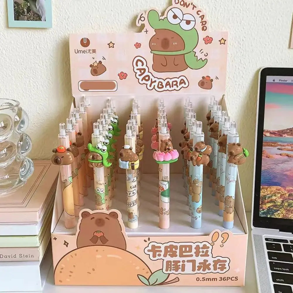 Cartoon Kawaii Capybara Gel Pen 0.5mm Erasable Pen ST Nib Blue Ink Cute Writing Pen School Office Supplies Stationery Gift