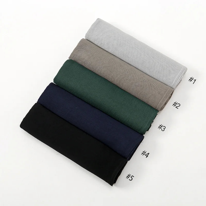 2Pcs/Set Hijab Matching Color Jersey Cap Lady Plain Viscose  Cotton Modal Muslim Women Scarf Soft Shawl Turbante