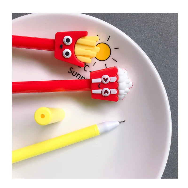 10Pcs/Set Creative Simulation Food Gel Pen Fries Cola Burger Cartoon Signature Pen Cute Gel Pen School Writing Pens Stationery