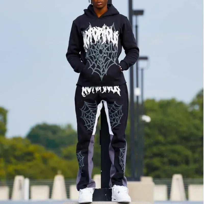 Y2k Men Spider Print Hoodies Women Hip Hop Long Sleeve Jacket Coats Top Autumn Winter Harajuku Casual Loose Hooded Sweatshirt