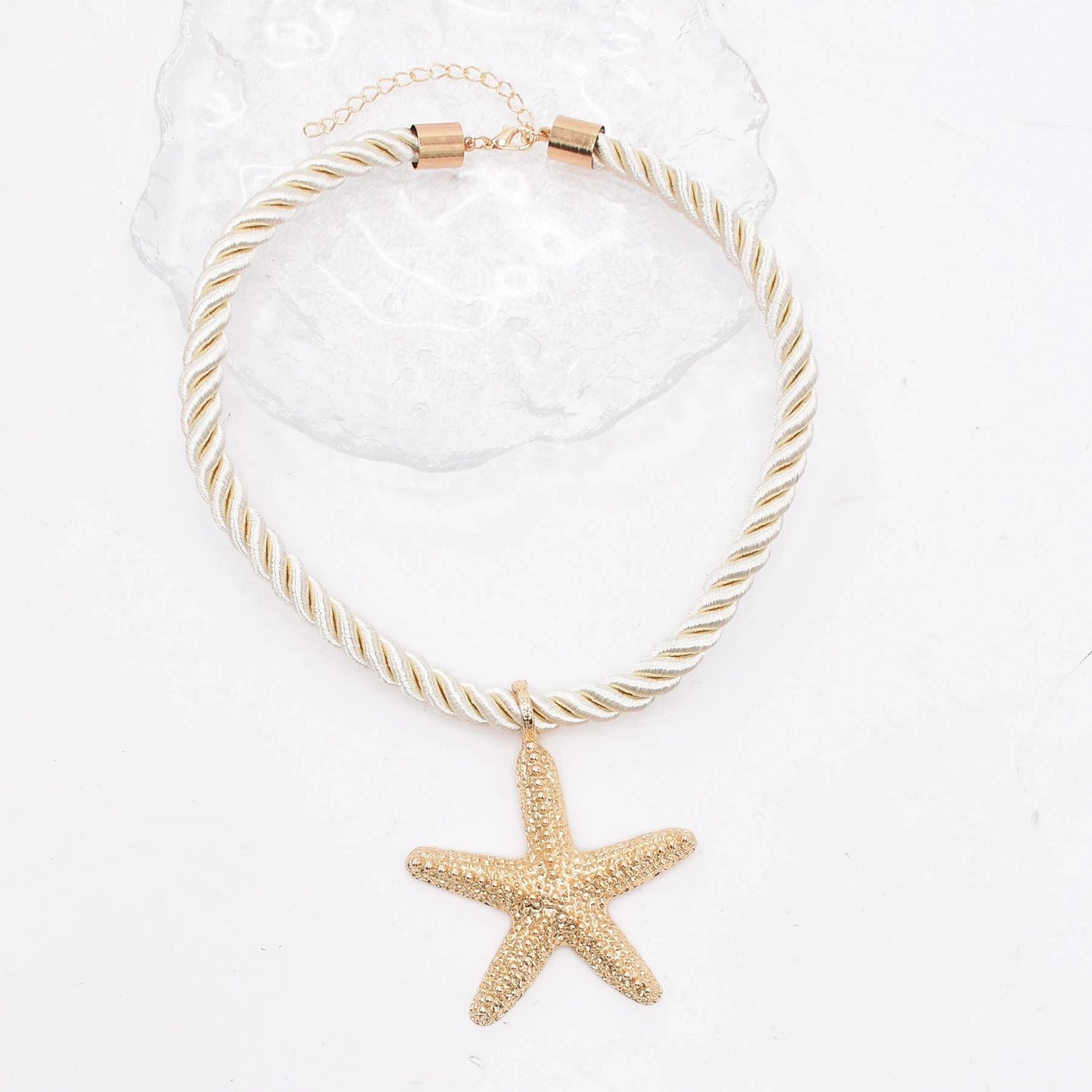 Golden Starfish Pendant Necklace Stud Earrings for Women Europ American Fashion Exaggerated Summer Marine Animal Jewelry Sets