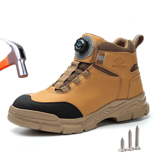 Rotating Button Safety Boots Men Women Steel Toe Shoes Winter Work Safety Shoes Indestructible Protective Security Work Boots