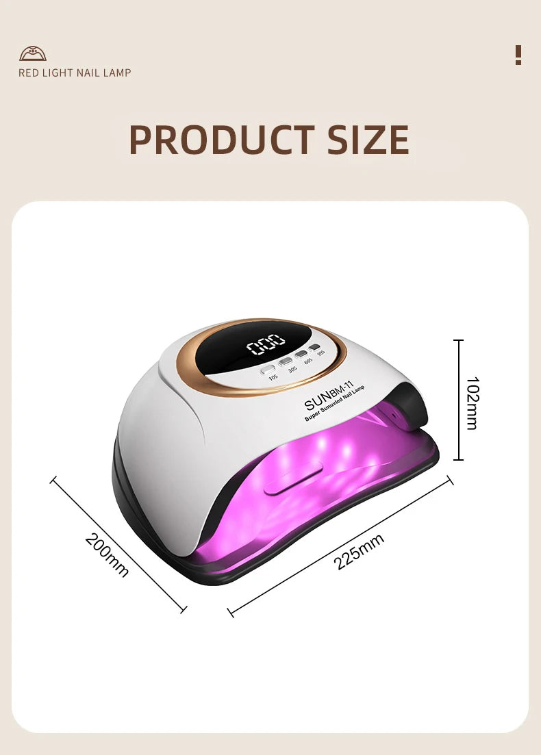 280W UV LED Nail Lamp 66 LEDs Nail Dryer with 4 Timer Settings Professional UV Light Cabin for Gel Nail Dryer Manicure Salon Use