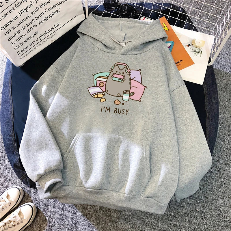 Funny The Cat Hoodie Women's Fashion Kawaii Pattern Hoodie Unisex Men's Hoodie Simple Casual Long Sleeve Coat Men's New Tops