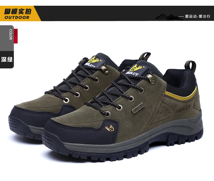 High Quality Outdoor Walking Sneakers Rubber Sole Suede Leather Men Hiking Shoes Durable Leather Climbing Shoes Zapatillas 36-47
