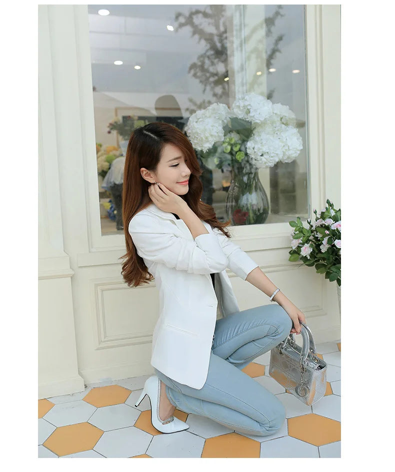 Women Blazer Korea Casual Slim Blazers Jackets Work Coat Outerwear Fashion Spring Career Female Jacket Office Lady NS5262