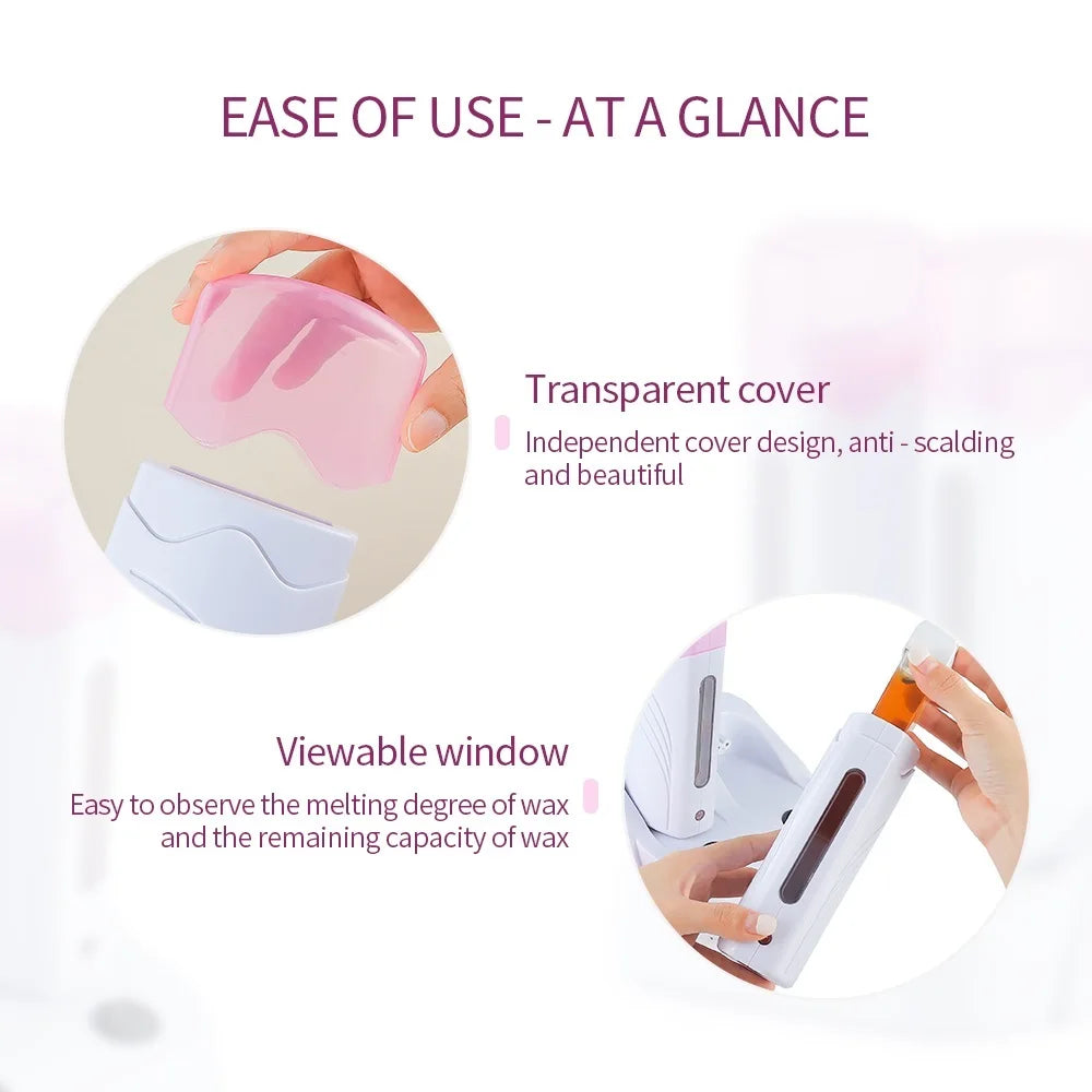 3 IN 1 Double Roller Depilatory Wax Waxing Kit Hair Removal Waxing Kit Wax Heater with Wax Cartridge Facial Body Bikini Epilator