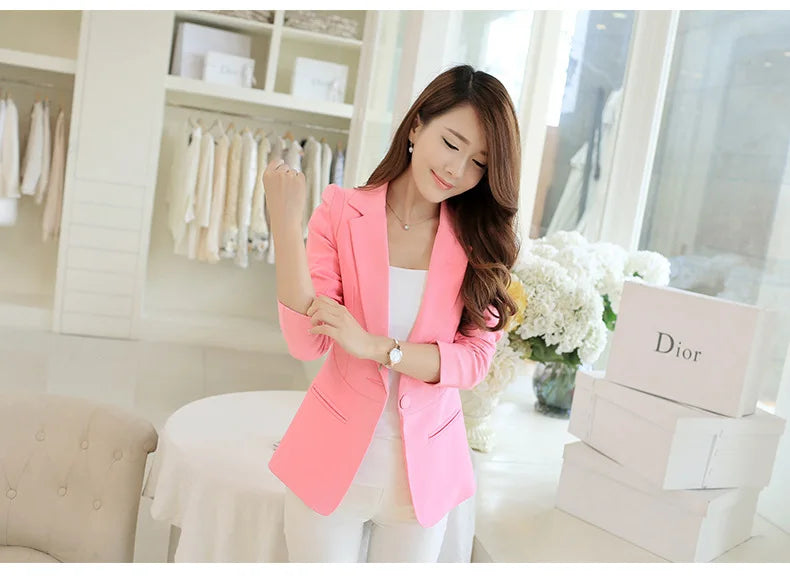 Women Blazer Korea Casual Slim Blazers Jackets Work Coat Outerwear Fashion Spring Career Female Jacket Office Lady NS5262