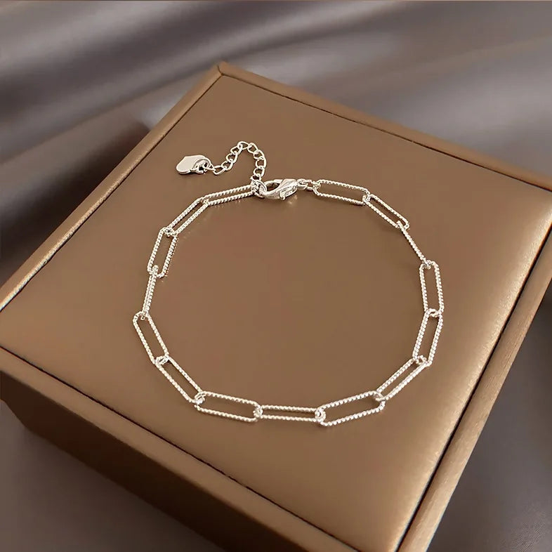 Stainless Steel Fashion Simple Shiny Chain Bracelet for Women Minimalist Adjustable Charm Bracelet Wedding Party Jewelry Gifts