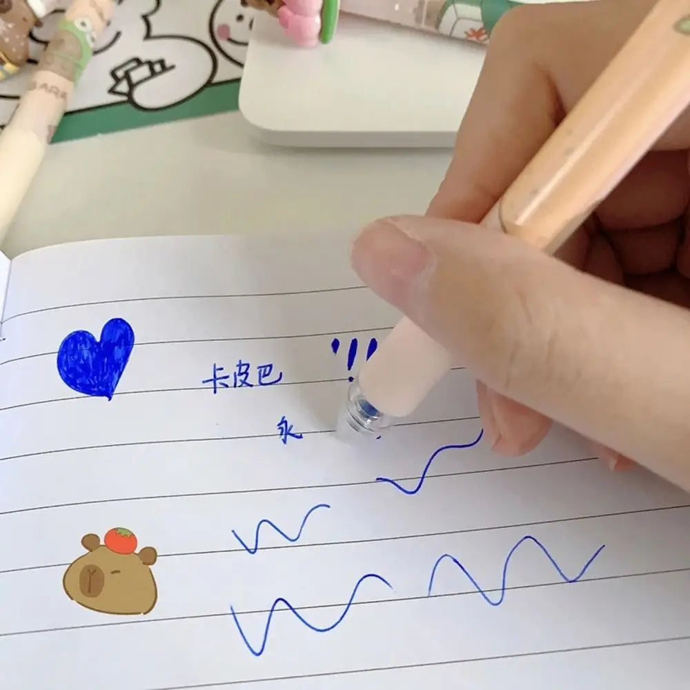 Cartoon Kawaii Capybara Gel Pen 0.5mm Erasable Pen ST Nib Blue Ink Cute Writing Pen School Office Supplies Stationery Gift
