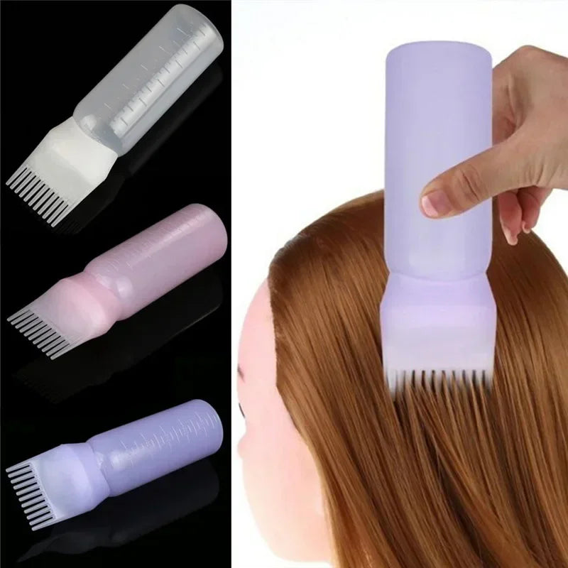 120ML Hair Dye Applicator Bottles Portable Hair Roots Massager Plastic Dyeing Shampoo Bottle Oil Comb Brush Hair Coloring Tools