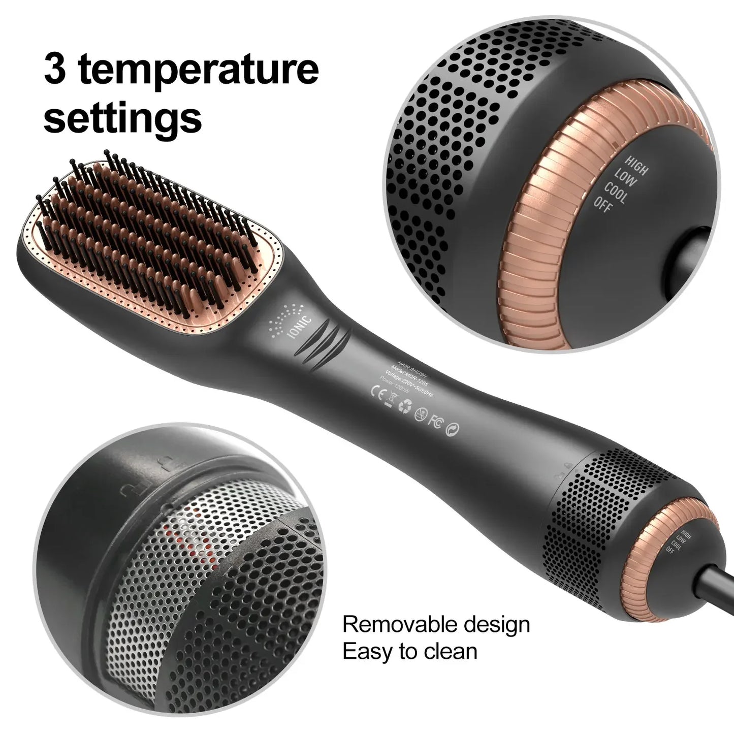 3 In 1 Hairdryer Brush Overheating Protection Negative Ion Hair Straightener Fast Heating Lightweight Hair Straightening Tool