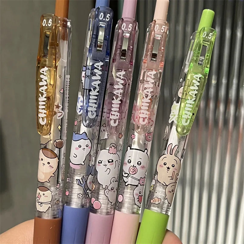 5pcs Cute Gel Pens Dry Quickly Write Smoothly Aesthetic Stationery Office School Items Kawaii Stuff Back To School Elegant Pens