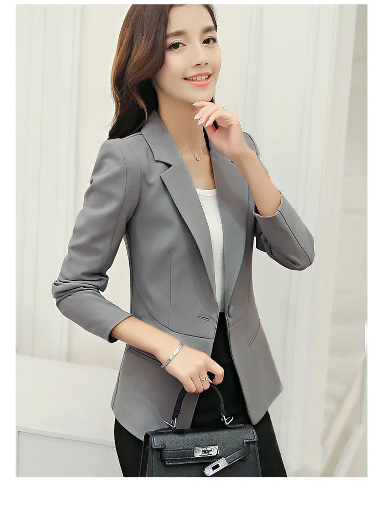 Women Blazer Korea Casual Slim Blazers Jackets Work Coat Outerwear Fashion Spring Career Female Jacket Office Lady NS5262