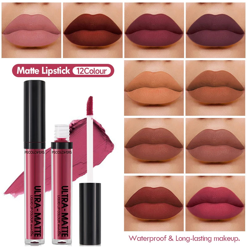 Waterproof Nude Lip Gloss Lasting Velvet Matte Liquid Lipstick Moisturizing Non-stick Cup Lip Glaze Lip Makeup Cosmetic