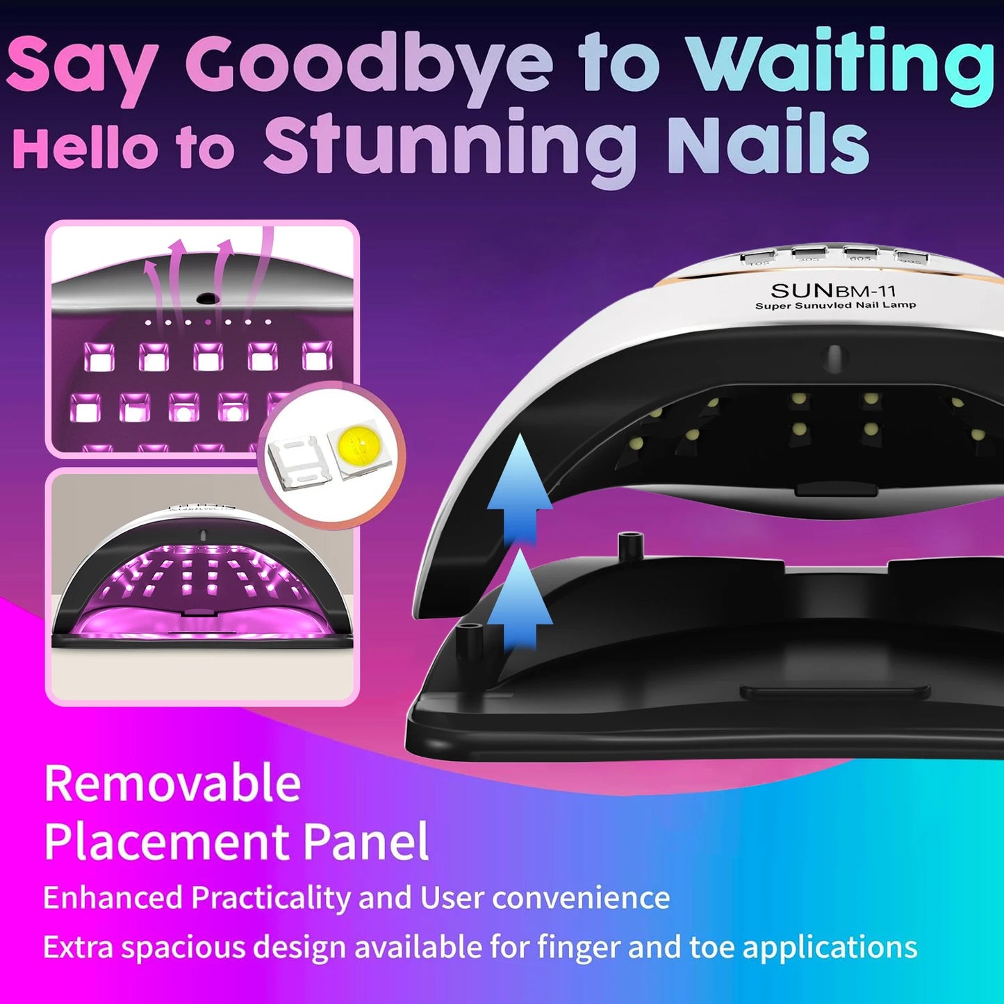 280W UV LED Nail Lamp 66 LEDs Nail Dryer with 4 Timer Settings Professional UV Light Cabin for Gel Nail Dryer Manicure Salon Use