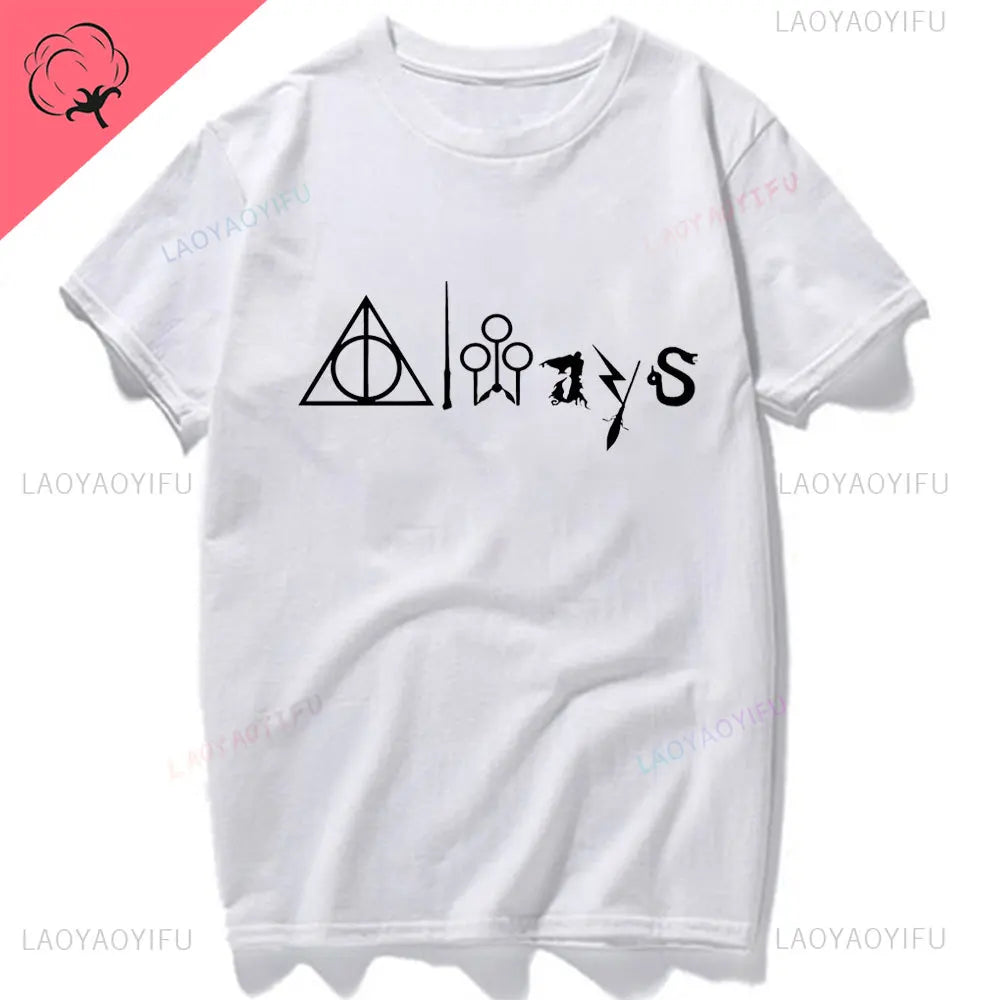 Wizard Hat Shirt Wizard Wand T Shirt HP Shirt Gift Short Sleeve Unisex Graphic Tees Mystical School Cotton Summer Fashion Tops