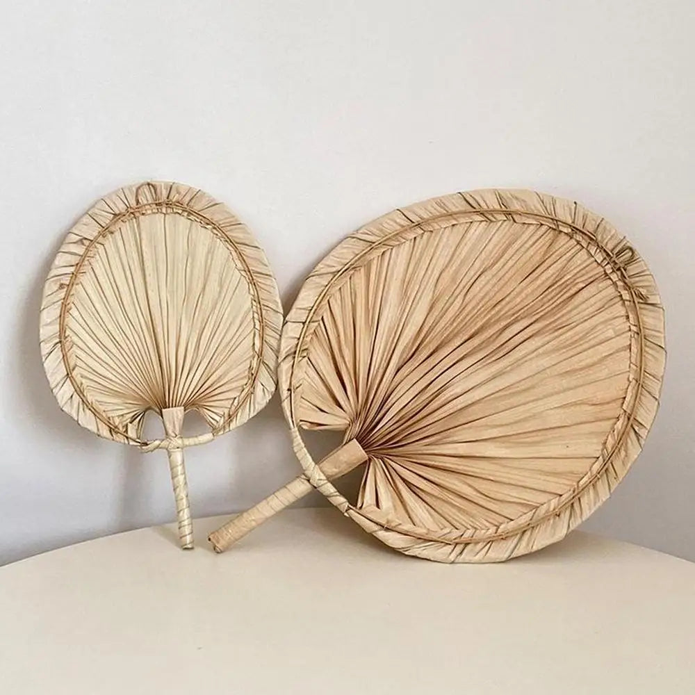 1pc Chinese Style Pure Hand Woven Craft Fan Summer Mosquito Repellent Fan Natural Palm Leaf Hand Shake Fan Home Decoration