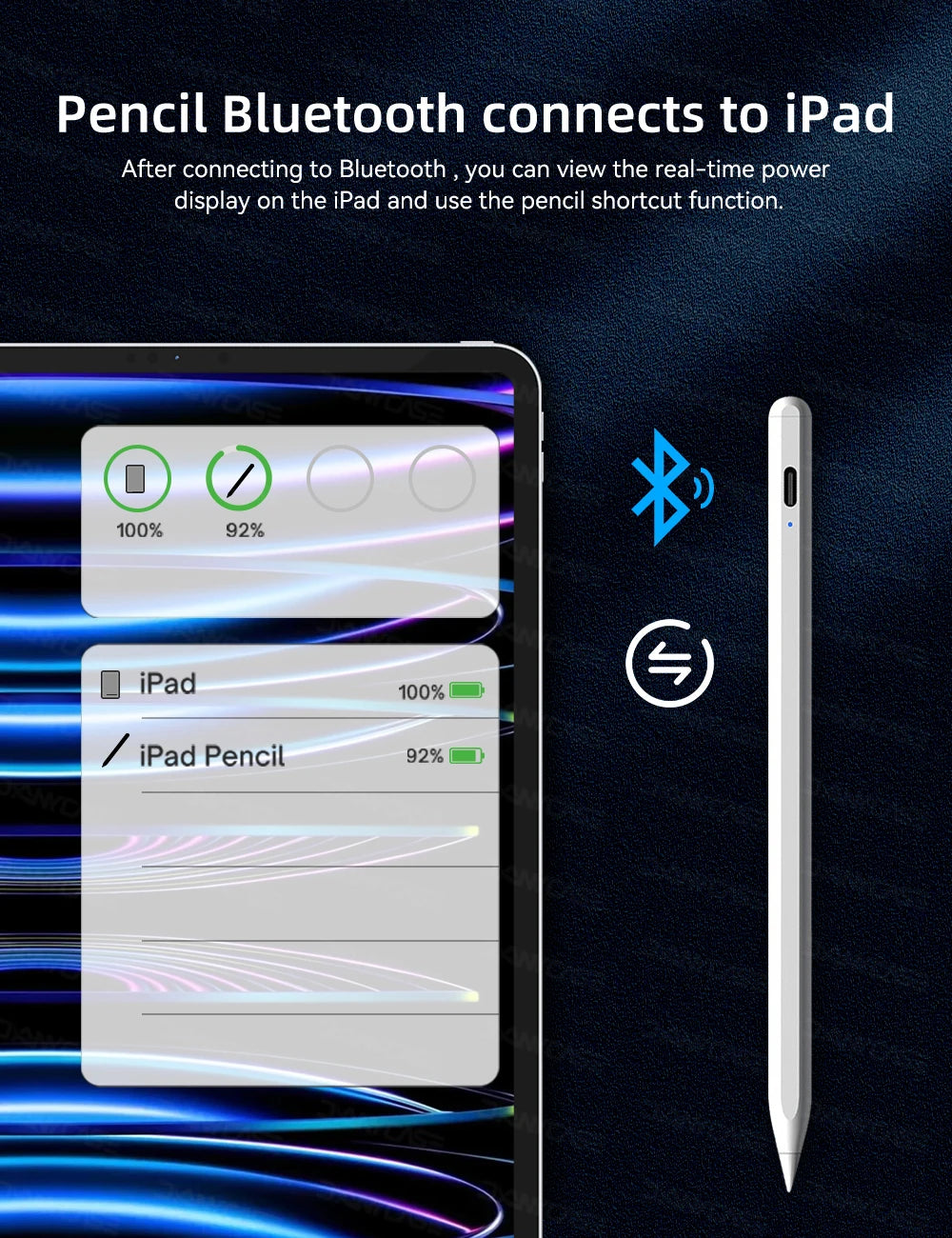 For Apple Pencil 2 for iPad Pencil 1 Bluetooth Stylus Pen Palm Rejection fit iPad Pen 2022 2021 2020 2019 2018 Stylus Pen