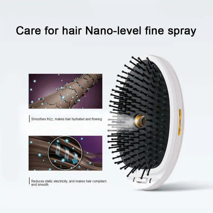 Hair Smoothing Straightening Brush Spray Steam Scalp Massage Comb Electric Ionic Household Hair Styler Tool for Frizzy Dry Hair