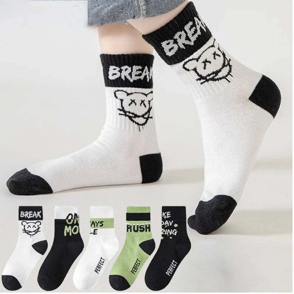 10Pairs 1-14Years Cotton Soft Boy's Mid-Tube Socks Breathability Double Layer Elastic Sock Collar Children's Warm Socks Fashion