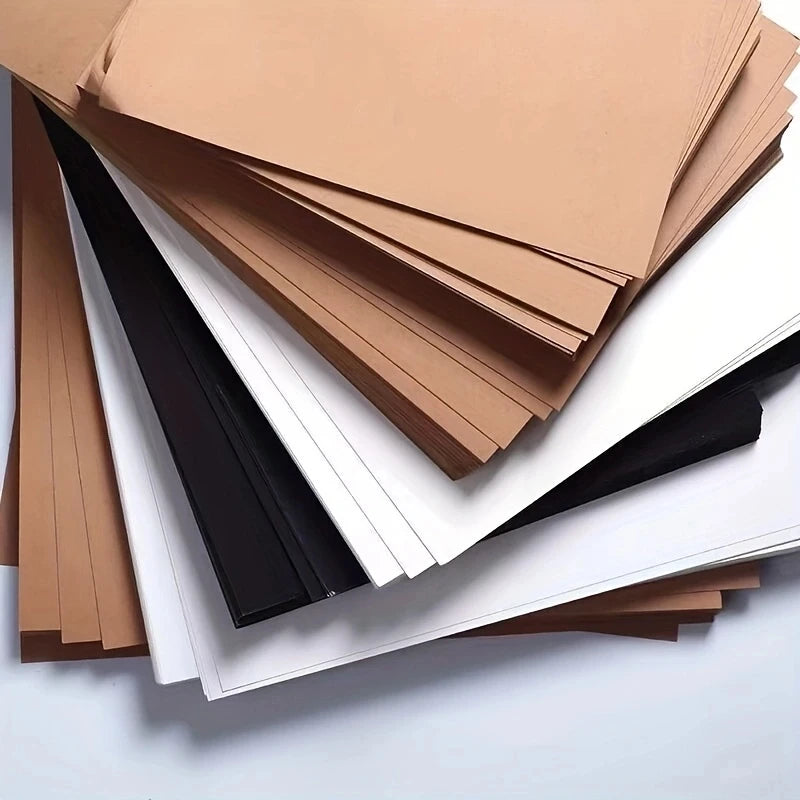 20 Sheets A4 Brown Kraft /Black /White Cardstock 8.26 x 11.7in, 250gsm White cardstock Paper DIY Crafts Invitation Cards Making