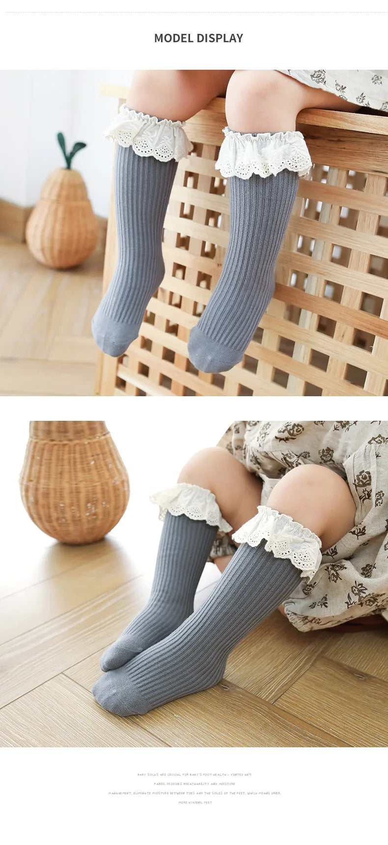 Baby Girls Knee High Socks Long Kids Soft Cotton Lace Stuff Princess Children Sock Ruffle Leg Warmers Cute Girl Socks For 0-8 Y