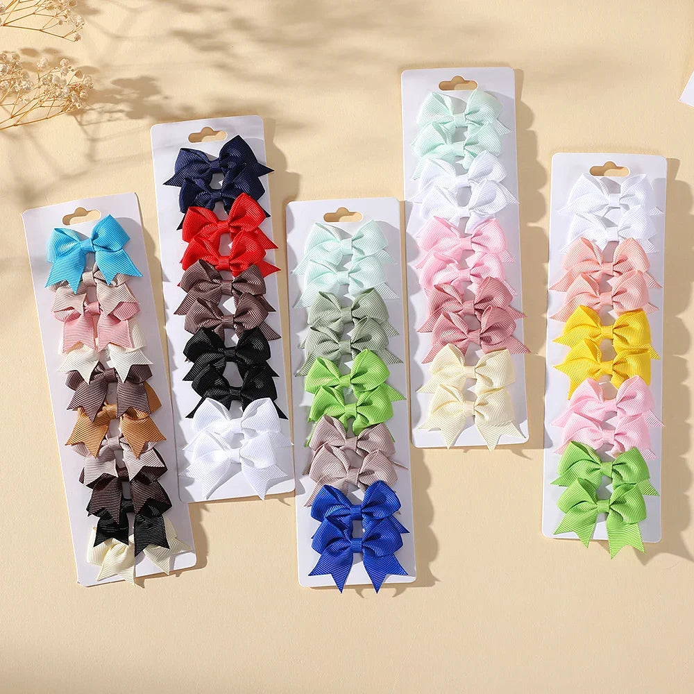 10Pcs/lot Solid Color Ribbon Baby Bows Hair Clips for Baby Girls Handmade Bowknot Hairpin MiNi Barrettes Kids Hair Accessories