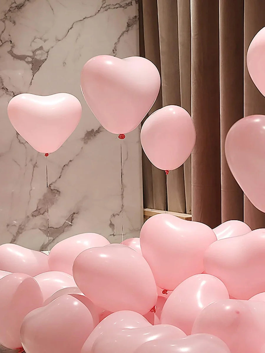 20Pcs Heart Shaped Balloons Red Pink Black Latex Balloon for DIY Valentine's Day Engagement Wedding Party Anniversary Decoration