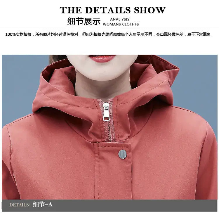 2023 New Spring Autumn Women Jackets Hooded Windbreaker Basic Coat Long Coats Lightweight Outerwear Famale Cardigan Clothing