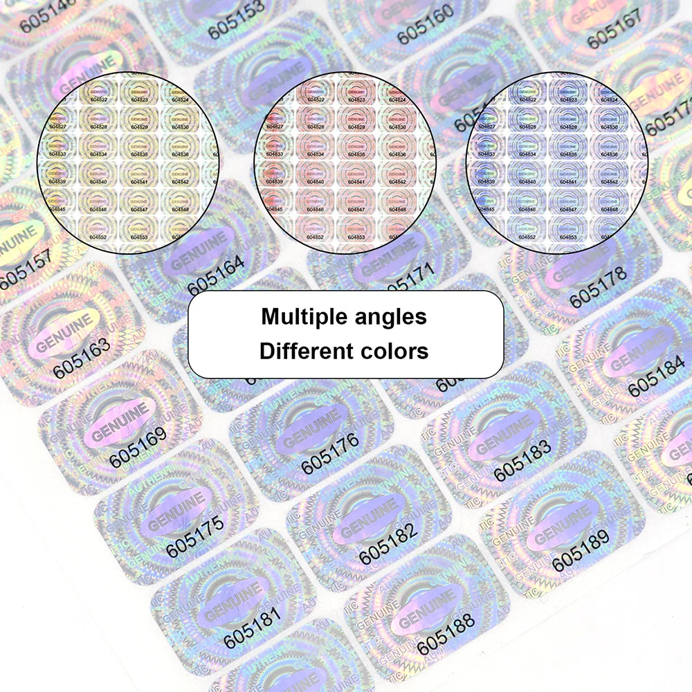 300/600Pcs 24mmx16mm， Tamper Proof Holographic Stickers，Void Tamper Evident Security Labels， GENUINE Warranty Serial Number