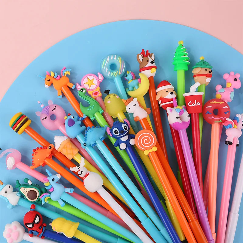 30Pcs/Lot Kawaii Cute Writing Gel Pens 0.5mm Black Ink Cartoon Neutral Pens Kids School Student Stationery Office Supplies Gifts