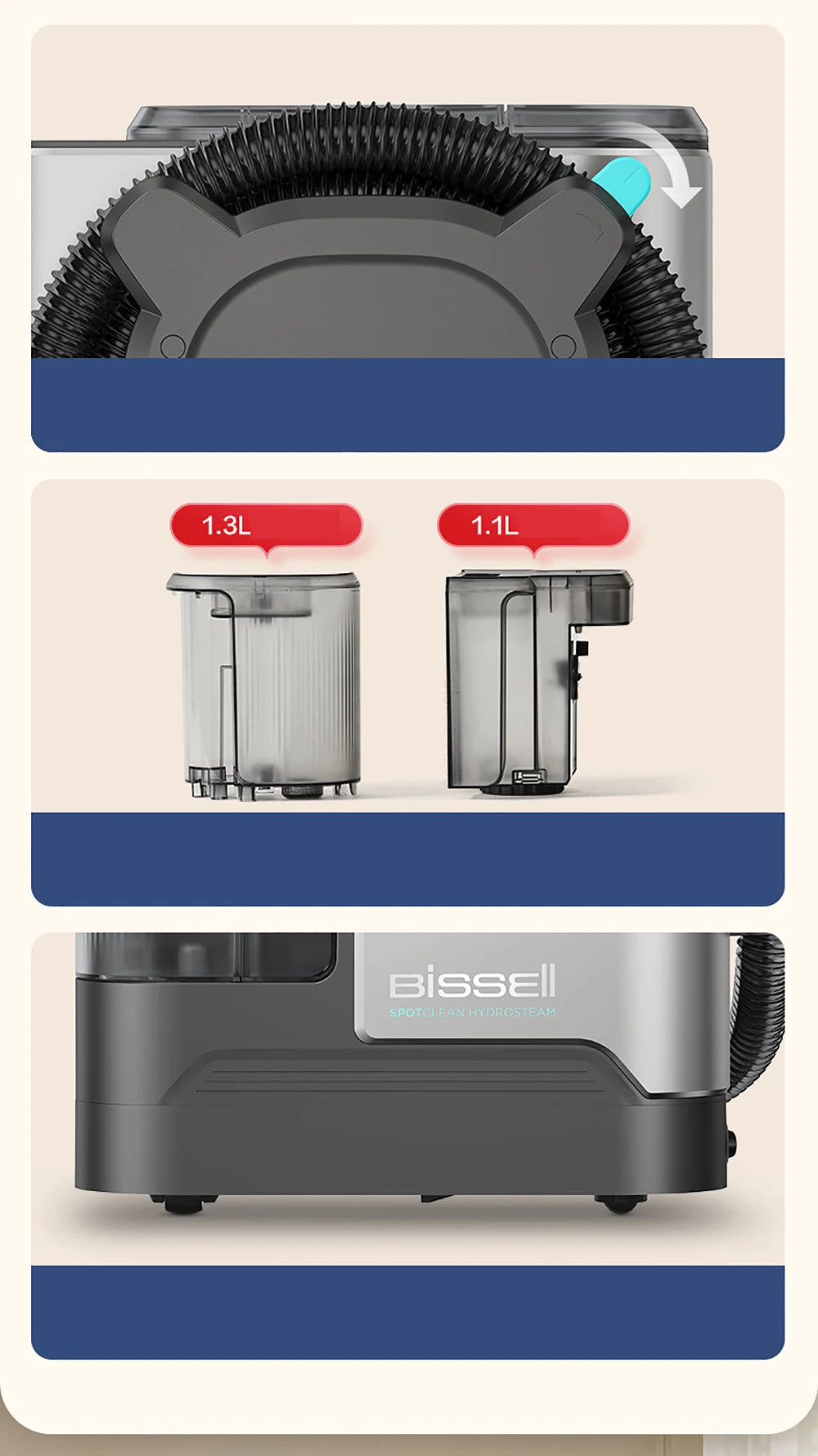 BISSELL Steam Fabric Washing Machine Sofa Carpet Fabric Cleaner Pet Bath Vacuum Cleaner Multifunctional Portable Mite Remover
