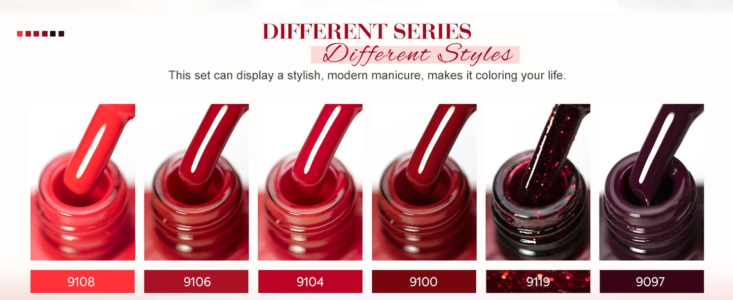 CANNI 6pcs/Lot UV LED Nail Gel Polish HEMA FREE Colorful High gloss Fashionable Unique Deep Red Velvet Reverie Kit 9ml Set-2309