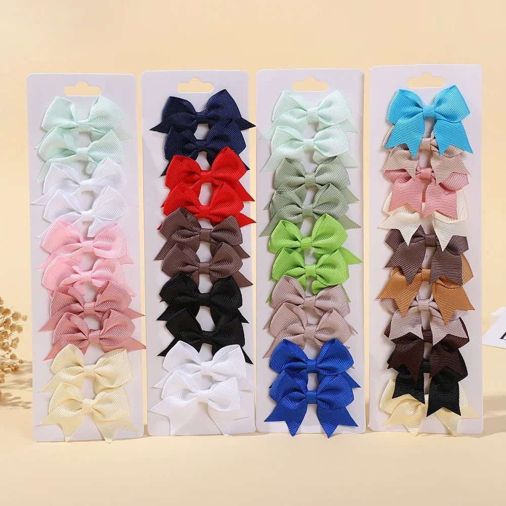 10Pcs/lot Solid Color Ribbon Baby Bows Hair Clips for Baby Girls Handmade Bowknot Hairpin MiNi Barrettes Kids Hair Accessories