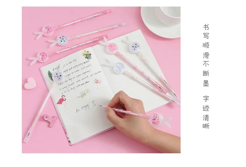 Cartoon Creative Bunny Ears Sequin Gel Pen Signature Pen Lovely Student Examination Writing Pen