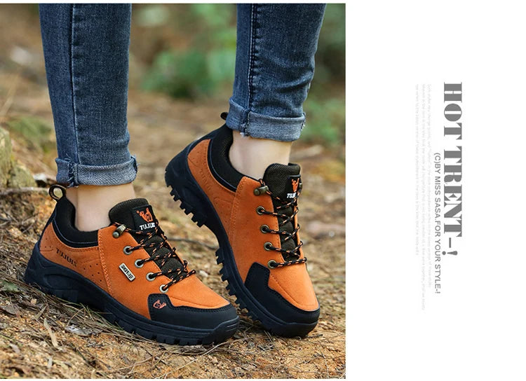 High Quality Outdoor Walking Sneakers Rubber Sole Suede Leather Men Hiking Shoes Durable Leather Climbing Shoes Zapatillas 36-47
