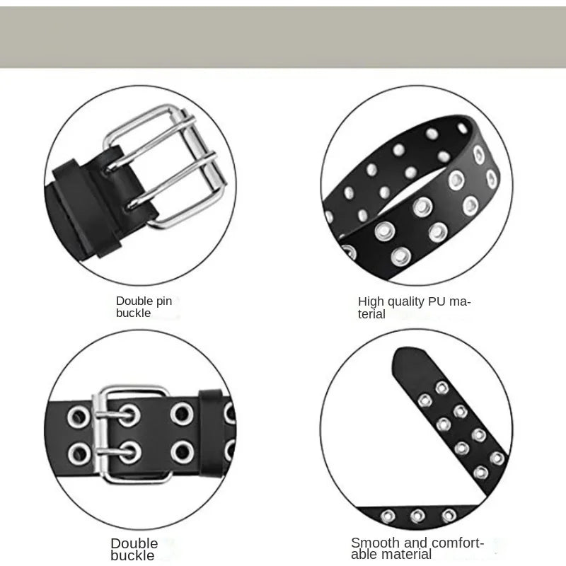 Fashion Alloy Women Belts Chain Luxury for Genuine Leather New Punk Style Metal Pin Buckle Leather Men Waistband for Jeans