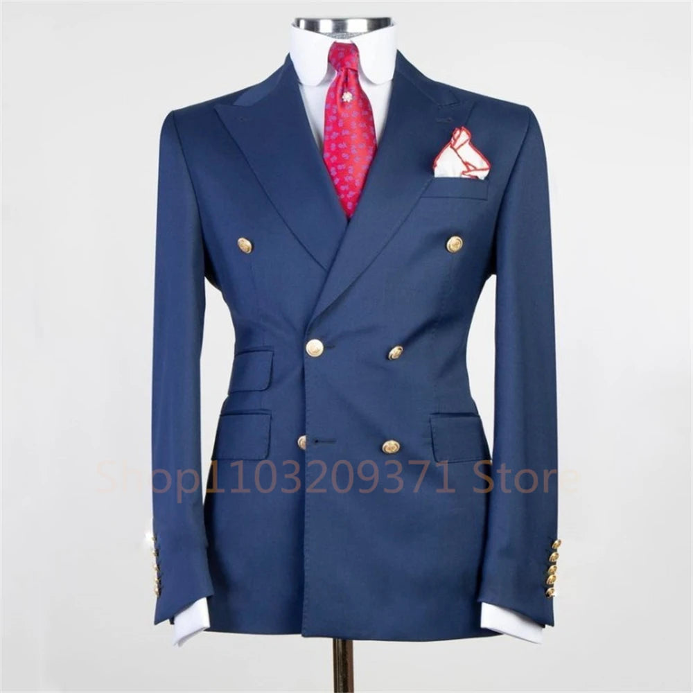 2024 Fashion New Men's Casual Boutique Slim Double Breasted Solid Color Business Wedding Suit Blazers Dress Jacket Coat