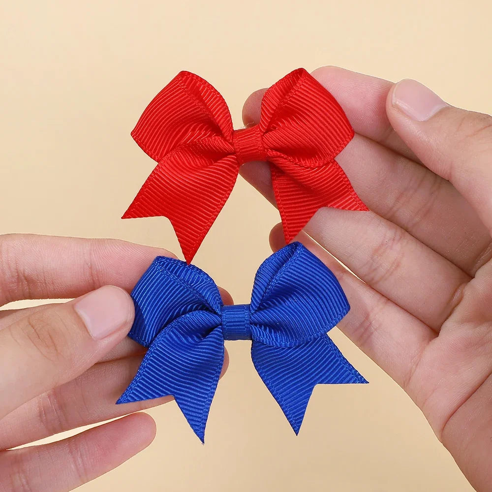 10Pcs/lot Solid Color Ribbon Baby Bows Hair Clips for Baby Girls Handmade Bowknot Hairpin MiNi Barrettes Kids Hair Accessories