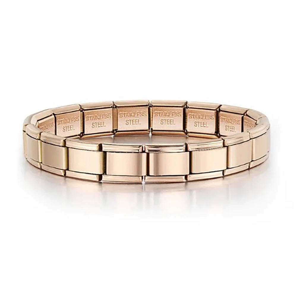 Italian Charm Bracelet Italian Modular Bracelet Block Elastic Splice Stainless Steel Bracelet for Men and Women