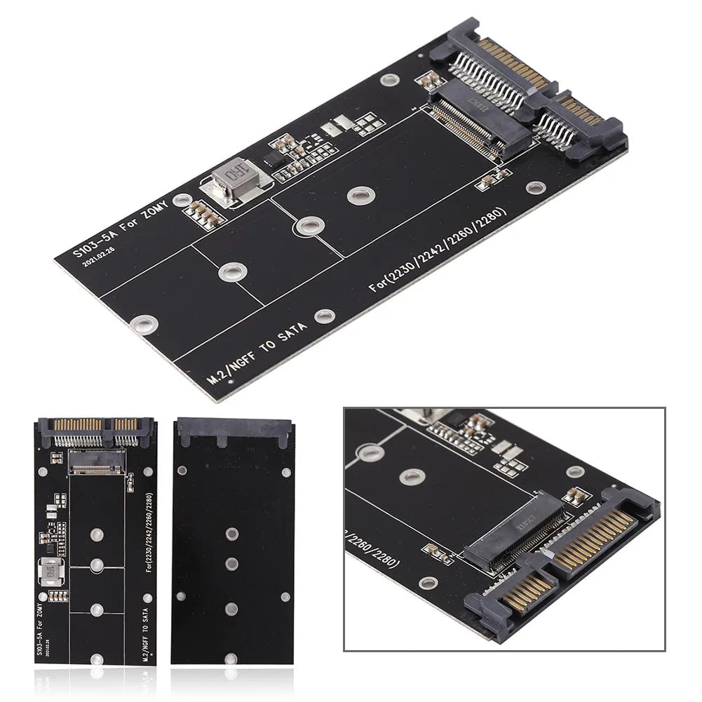 B Key M.2 NGFF SSD to 2.5" SATA 3.0 Converter Adapter Card 2230 2242 2260 2280 for Windows2000/XP/7/8/10 Vista Linux MAC