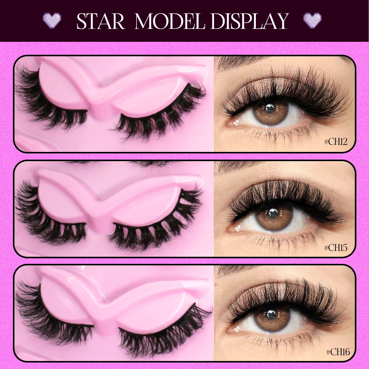 GROINNEYA Natural Fluffy Lashes 3D Faux Mink Lashes Natural False Eyelashes Soft Wispy Full Strip Lashes Extension Makeup