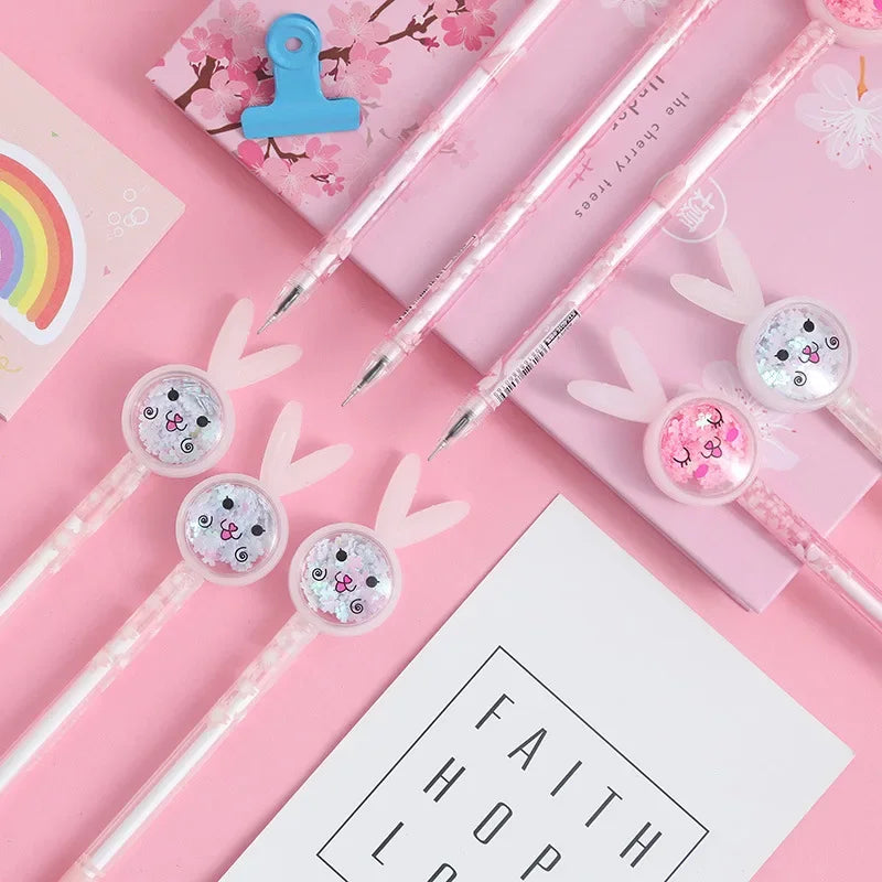 Cartoon Creative Bunny Ears Sequin Gel Pen Signature Pen Lovely Student Examination Writing Pen