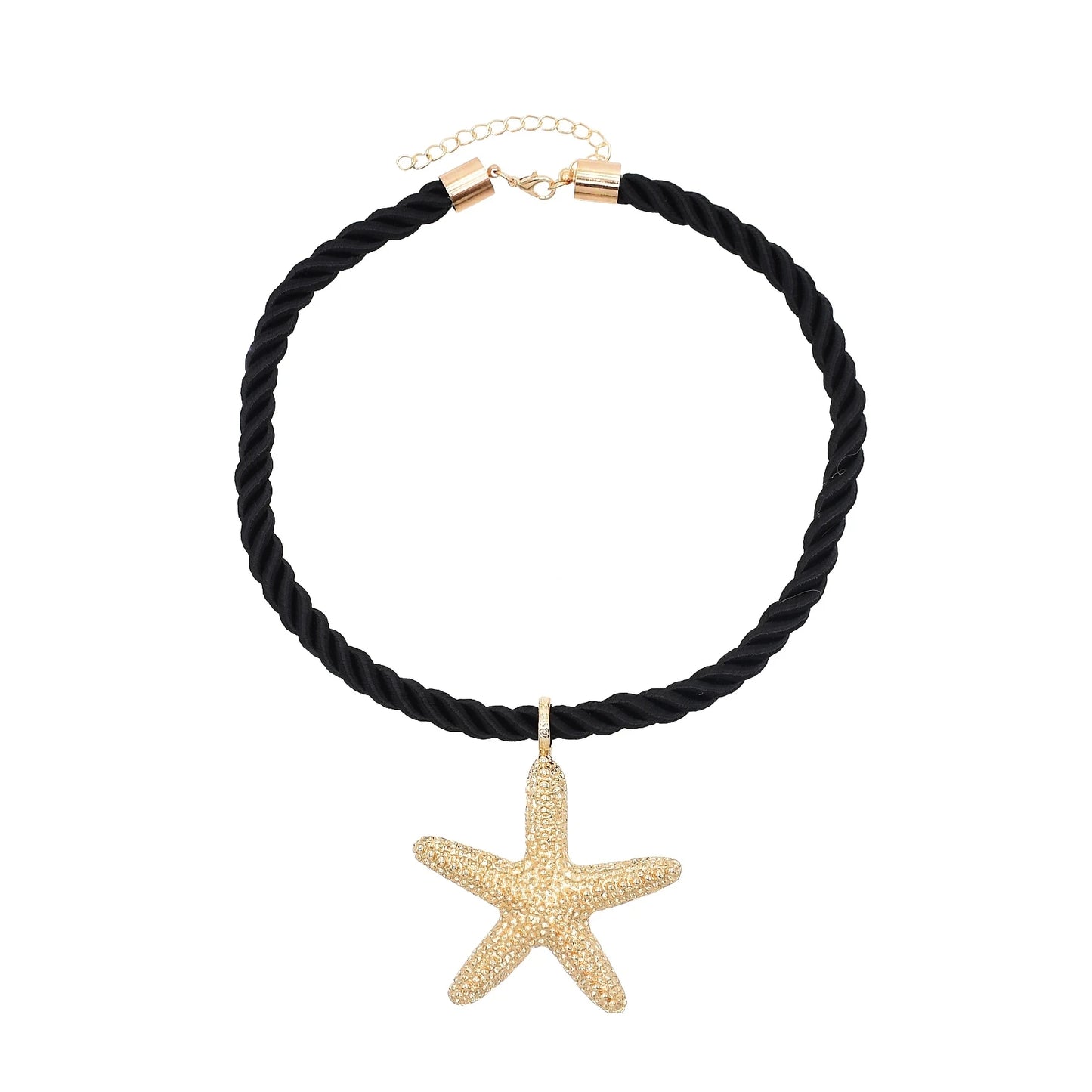 Golden Starfish Pendant Necklace Stud Earrings for Women Europ American Fashion Exaggerated Summer Marine Animal Jewelry Sets