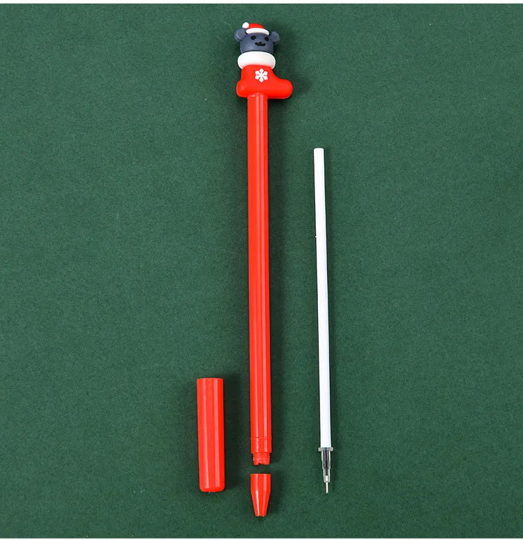 30Pcs/Lot Kawaii Christmas Gel Pen 0.5mm Black Ink Cute Christmas Tree Elk Santa Snowmen Neutral Pen School Stationary Kids Gift